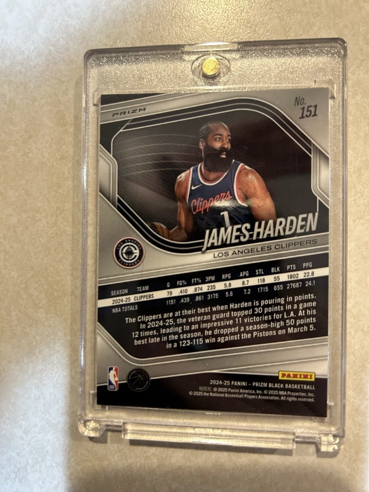 CLIPPERS PANINI PRIZM 2024-25 NEGRO #151 JAMES HARDEN PIEL DE SERPIENTE PRIZM SSP Foto 2 de 2
