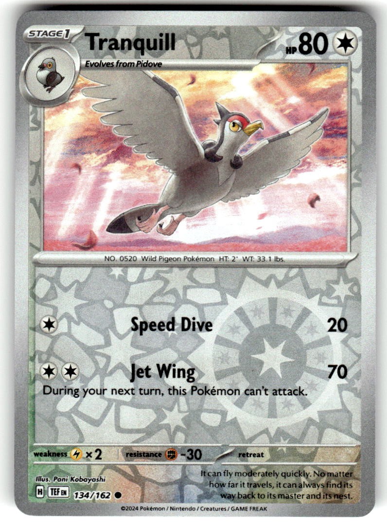 Tranquill 134/162 Common Temporal Forces Pokemon Reverse Holo Near Mint