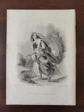 ANTIQUE ORIGINAL B/W ENGRAVING-FINDEN'S TABLEAUX-THE TREASON OF GOMEZ ARIAS-1846