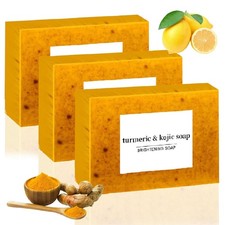 3-Pack Turmeric Glow Soap Bar - Lemon  Kojic Acid, Removing Dark Spots