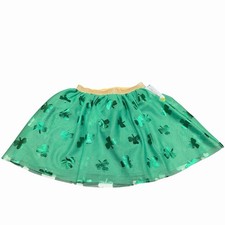 Cat Jack Girl XL 14 Green Shamrock Tulle Skirt Glitter Waist St Pattys Day NWT