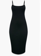 Savage X Fenty Ribbed Black Midi Dress Caviar Bodycon Sold Out Women s Size L