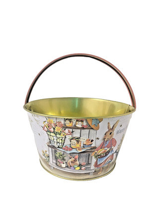 Easter Bunny Metal Basket Spring Rabbit Egg Basket Holiday Decor New