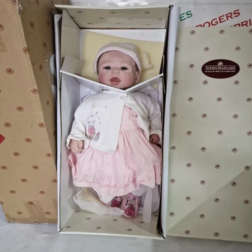 Ashton Drake 18" So Real Reborn Baby Girl Doll Pink Dress & White Cardigan Boxed