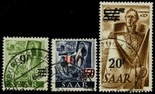 SAARLAND 234/5,237II o, 1947, 9 Fr. auf 30 Pf., 10 Fr. auf 50 Pf. und