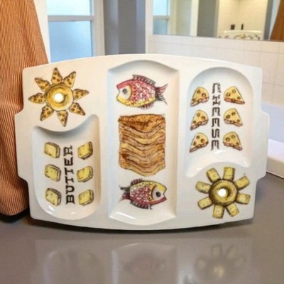 LEFTON Divided Bagels Lox Platter Vintage Tray Ceramic 14.25'' X 10.25''