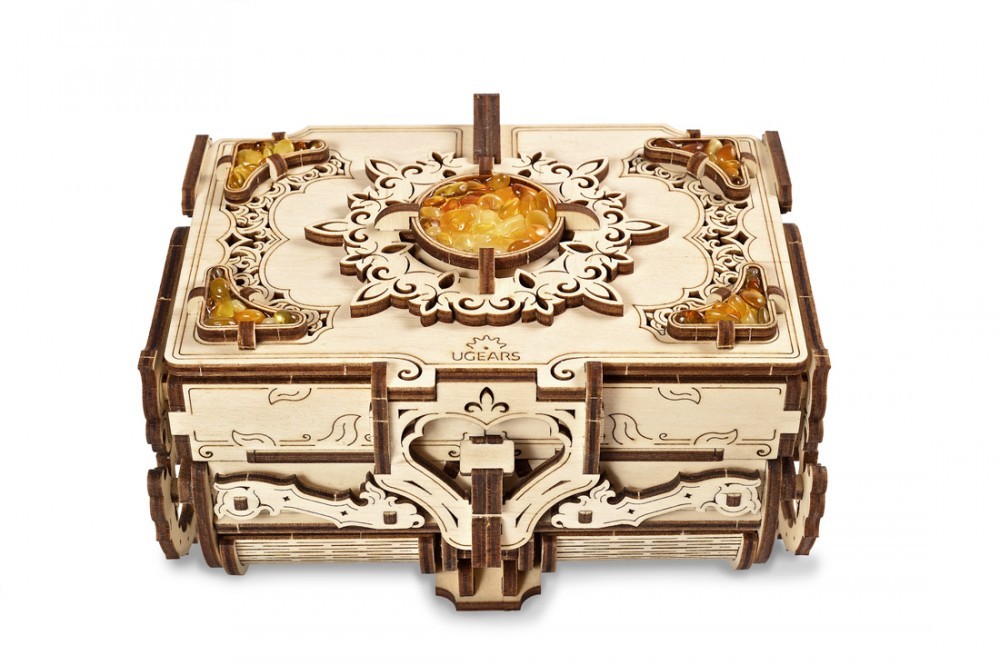 Holzmodell Mechanisches Holzmodell Bernstein-Schatulle UGEARS