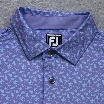 Footjoy FJ Polo Shirt Men's Medium Purple Golf Performance Logo Stretch Athletic