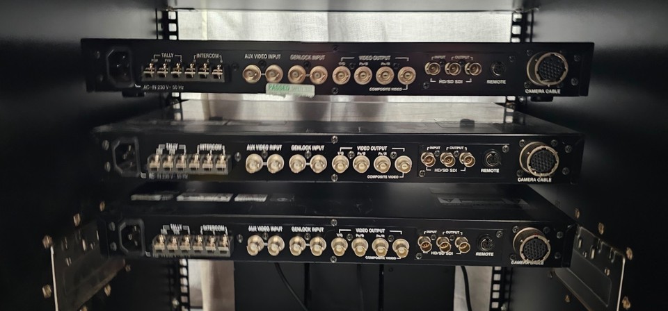 BROADCAST RACK PANASONIC SWITCHER AV-HS400A + JVC 3xRC UNIT RM-HP250 ...