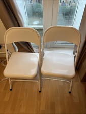 2x White Foldable Metal Chair