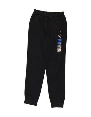 PUMA Mens Graphic Tracksuit Trousers Joggers Small  Black Cotton DO04
