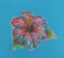 Pretty Hibiscus Flower Transparent Sticker 1.78" x 2.18" AA 