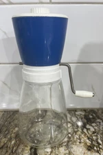 Vintage Nibot Federal Housewares Nut Grinder Glass Top Blue Top Crank Handle🇺🇸