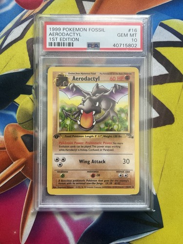 Aerodactyl (1st Edition) graded PSA 10 for sale on eBay