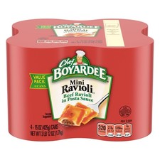 Chef Boyardee Mini Beef Ravioli in Pasta Sauce, 15 Ounce Pack of 4