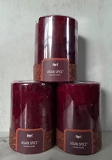 3~New Pier 1 Imports Asian Spice Scented 3 x 4 in Pillar Candle Sealed HTF Rare