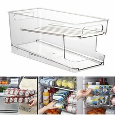 2 Tiers Rolling Can Dispenser Plastic Fridge Soda Organizer Beer Can Holder Rack