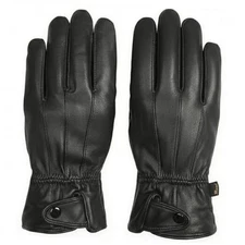  Men's Genuine Leather Warm Lined Driving Gloves - Touchscreen X-Large Black