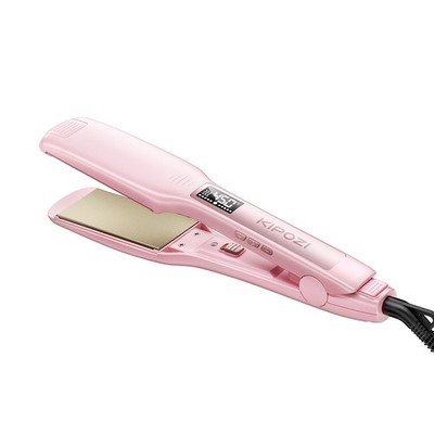 KIPOZI Salon Flat Iron 1.75 Inch Wide Hair Straightener LCD Digital Display Pink