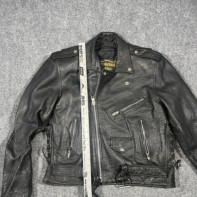 VTG Genuine Leather Motorcycle Jacket Mens 44 Biker Lined Punk