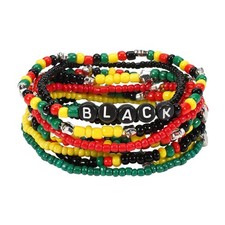 Multilayered Resin Beaded African Bangle Bracelet Stackable Juneteenth African S