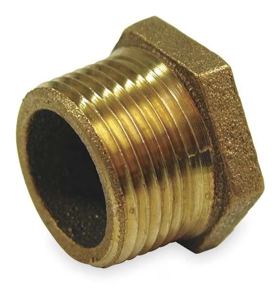 Hex Bushing Red Brass Hex Bushing, 1/2 in Male NPT X 1/4 in Female NPT