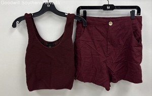 House Of Harlow Women's Dark Red Tank & Shorts Clothing Set - Size Medium