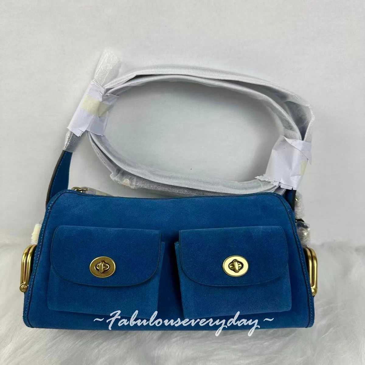 Coach Women's Suede Exterior Blue Bags & Handbags for Women for