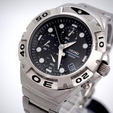 Seiko SKS345P1 Quartz Analog Watch Mens Black Dial Silver Band 42mm 17cm Wrist