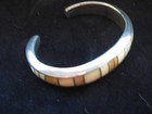 BEAUTIFUL AARON TOADLENA NAVAJO STERLING MOTHER OF PEARL  CUFF BRACELET — photo 9