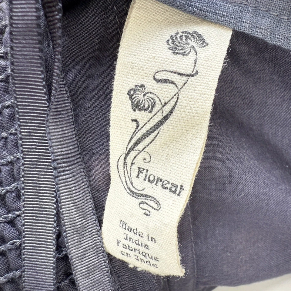 Vestido Floreat Anthropologie Talla 8 Sin Tirantes Azul Gris Amarillo Lunares Bordados Foto 4 de 4