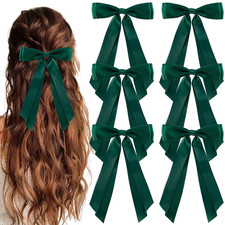 6Pcs Hair Bows Clips for Hair Silky Satin Ribbon Alligator Barrettes French Hair