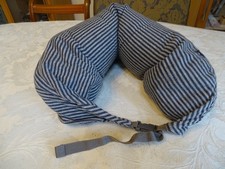 Muji grey stripped watch TV Travel neck pillow with Nifco buckles