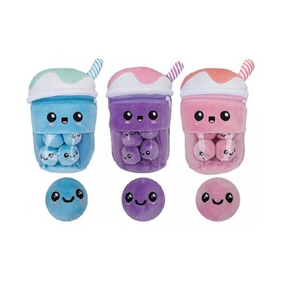 25 cm Boba Tee mit Mini Bubble Plushes im Reißverschlussbeutel verschiedene Farben