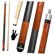 HomeSeason Set of 4 Pool Cue, 58" Pool Cue Sticks with 13MM Tips 3D 18oz Brown 