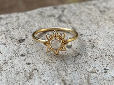 1.50 Ct Round Cut Moonstone Engagement Ring 14k Yellow Gold Plated