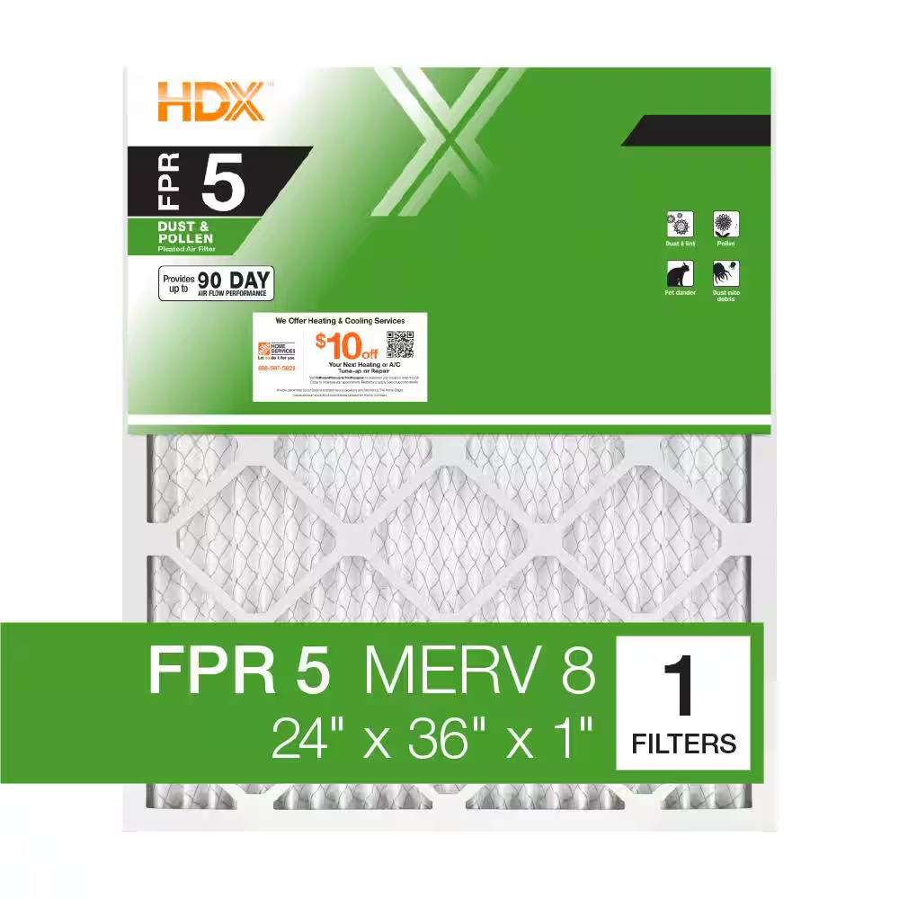 24 In. X 36 In. X 1 In. Standard Pleated Air Filter FPR 5, MERV 8