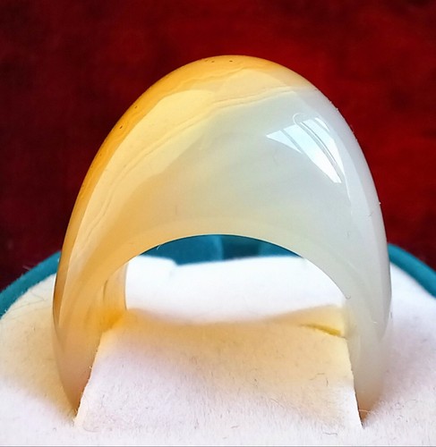Ring Size 8(18.5mm) carved from milk light carnelian solid stone.Solid-machined - Picture 16 of 24