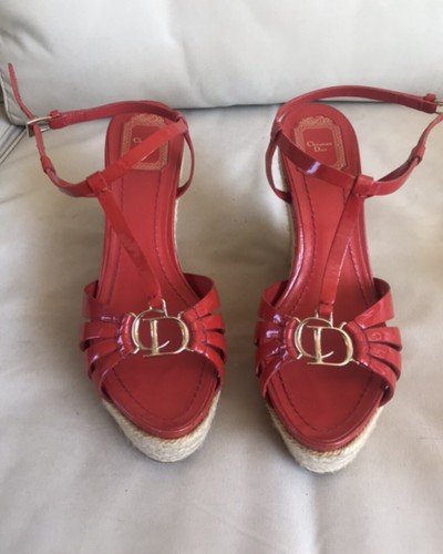 Dior Red Shoes Platforms Sandalas Authentic Dior R
