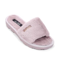 La Jolie - Tan Faux Fur Slide Sandal Women Slippers House Shoes Tan SZ 6