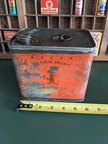 Early Antique De Laval Cream Separator Oil Can ~ About 1/2 full - Picture 10 of 11