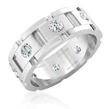 3Ct Round Cut Lab-Created Diamond Wedding Men's Band Ring 14k White Gold Plated
