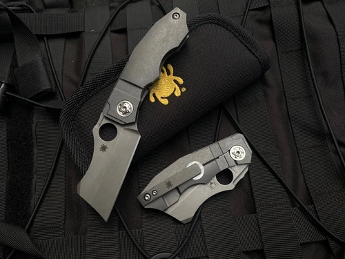 Spyderco Stovepipe Folder Titanium Stonewashed Body w/ 20CV Stonewashed Plain