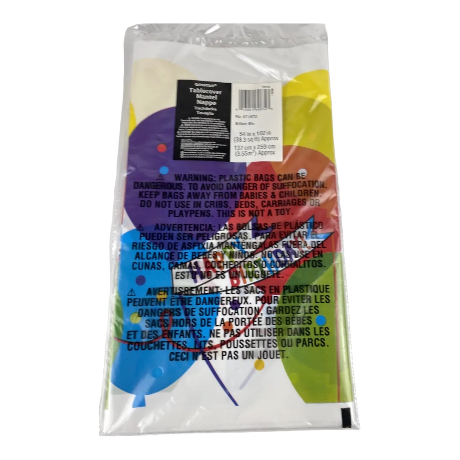 Brilliant Balloons Happy Birthday Party Decoration Table Cover 54” X