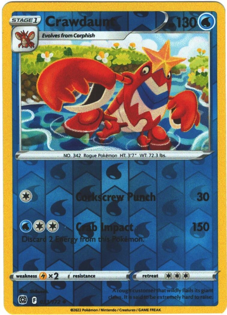 Crawdaunt 33/172 Brilliant Stars Reverse Holo Uncommon Pokemon Card Pokémon TCG