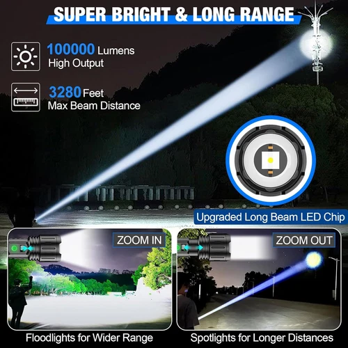 Linterna LED Linterna Telescópica Superbrillante USB Luz Recargable. - Imagen 7 de 13