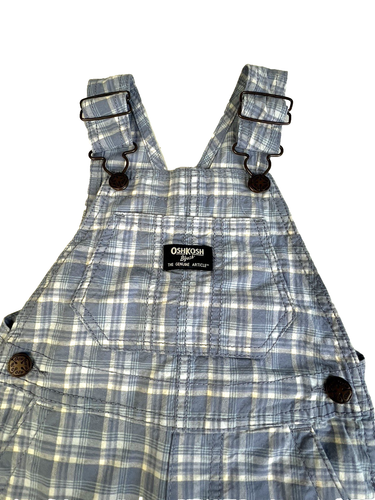 Osh Kosh B'Gosh Shortalls Overalls Boy's 2T Blue Plaid One Piece Shorts - Picture 2 of 10
