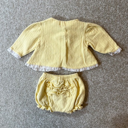 Vtg Sesame Street yellow Big Bird size 3/6m 3pc set lace trim infant outfit - Picture 2 of 7