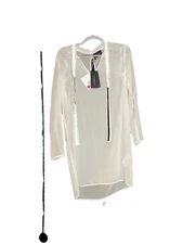 Atos Lombardini White Semi-Sheer Women's Tunic Mini Dress Size S NWT