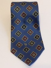 Christian Dior Polyester Neck Tie Blue with Geometric Pattern L56  x W4"